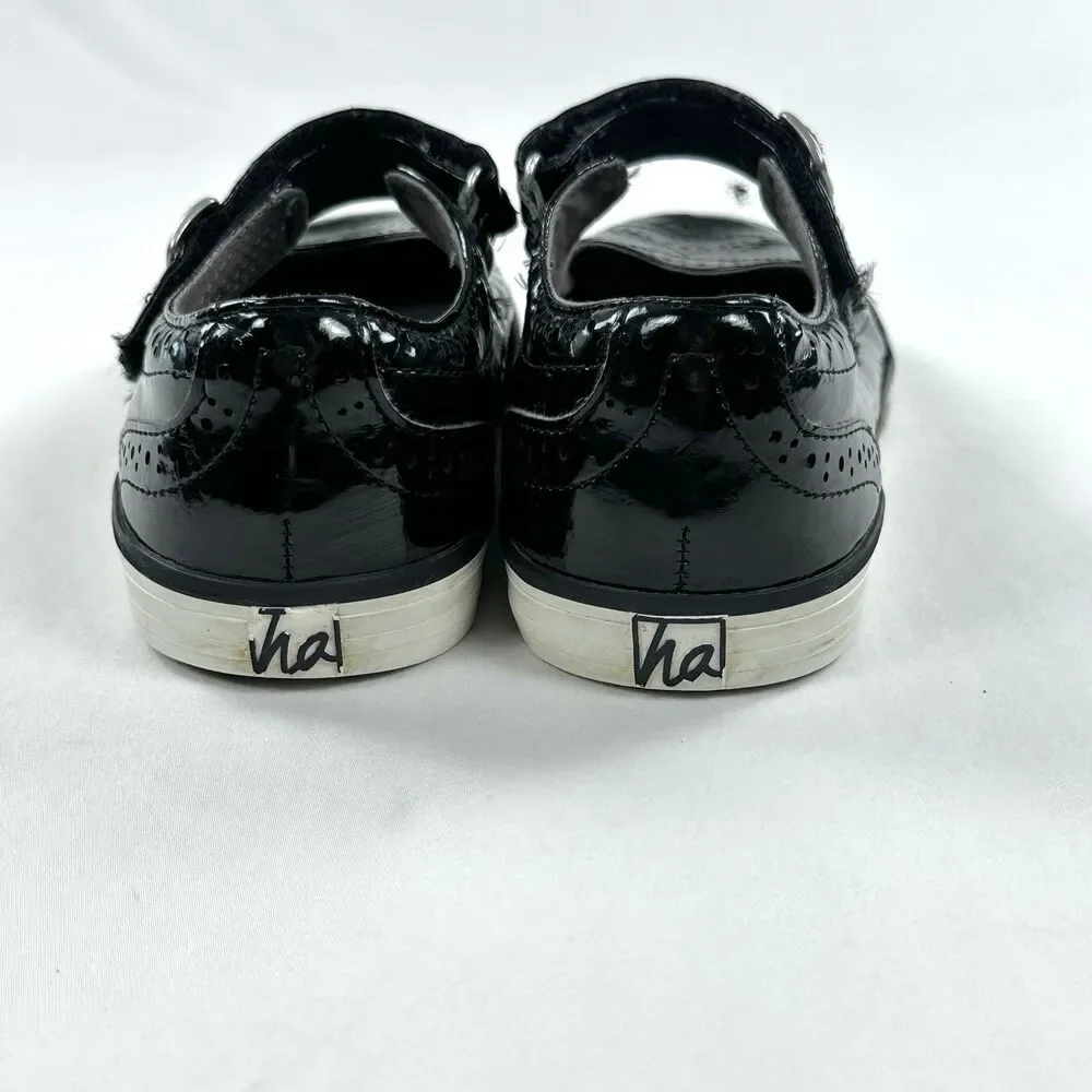 Hanna Andersson Adele Mary Jane Shoes Girls 2.5 Black Faux Patent Leather